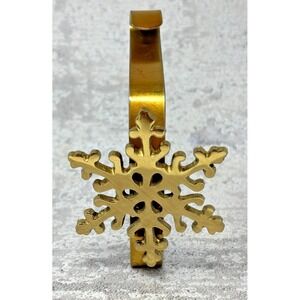 Gold Metal Snowflake Stocking Holder Mantel Hook Christmas Holiday Decor